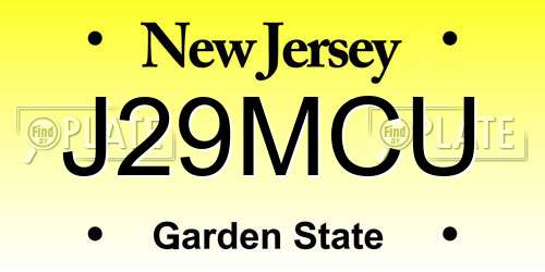 J29MCU New Jersey License Plate