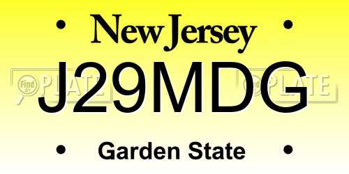 J29MDG New Jersey License Plate