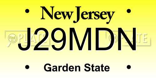 J29MDN New Jersey License Plate