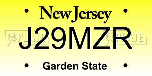 J29MZR New Jersey License Plate