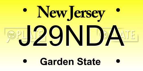 J29NDA New Jersey License Plate