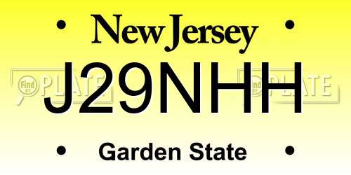 J29NHH New Jersey License Plate