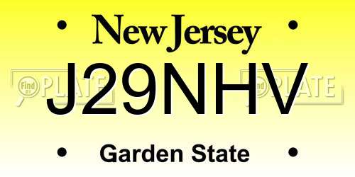 J29NHV New Jersey License Plate