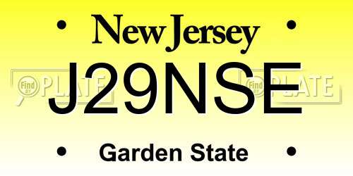 J29NSE New Jersey License Plate