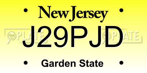 J29PJD New Jersey License Plate