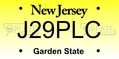 J29PLC New Jersey License Plate