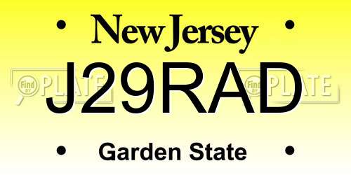 J29RAD New Jersey License Plate