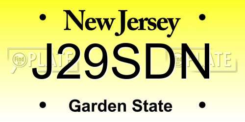 J29SDN New Jersey License Plate
