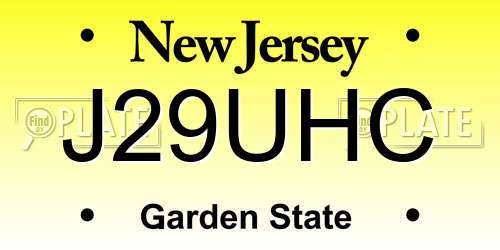 J29UHC New Jersey License Plate
