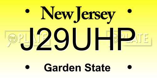 J29UHP New Jersey License Plate