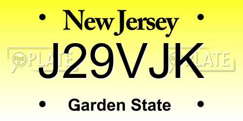 J29VJK New Jersey License Plate