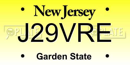J29VRE New Jersey License Plate
