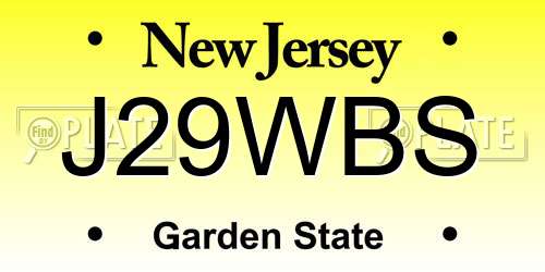 J29WBS New Jersey License Plate