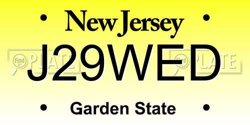 J29WED New Jersey License Plate