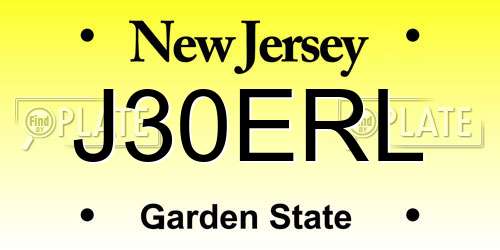 J30ERL New Jersey License Plate