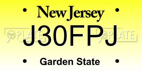 J30FPJ New Jersey License Plate