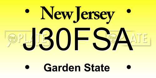 J30FSA New Jersey License Plate