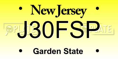 J30FSP New Jersey License Plate