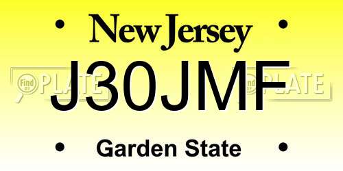 J30JMF New Jersey License Plate