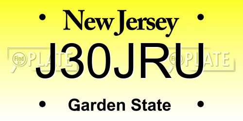 J30JRU New Jersey License Plate