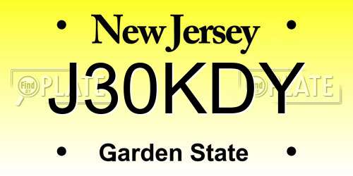 J30KDY New Jersey License Plate