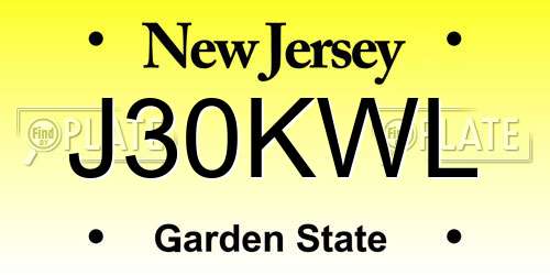 J30KWL New Jersey License Plate