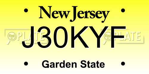 J30KYF New Jersey License Plate