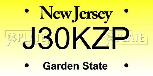 J30KZP New Jersey License Plate