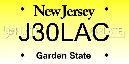 J30LAC New Jersey License Plate