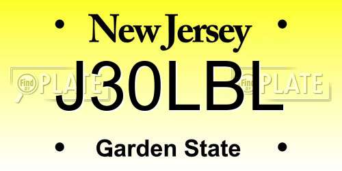 J30LBL New Jersey License Plate