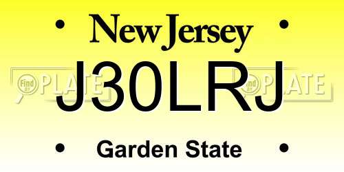 J30LRJ New Jersey License Plate