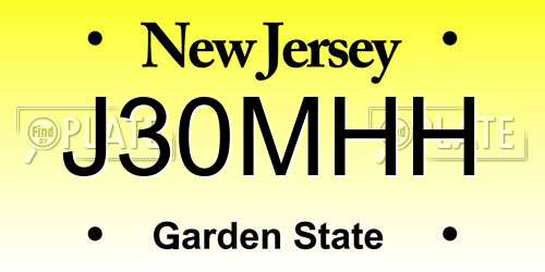 J30MHH New Jersey License Plate