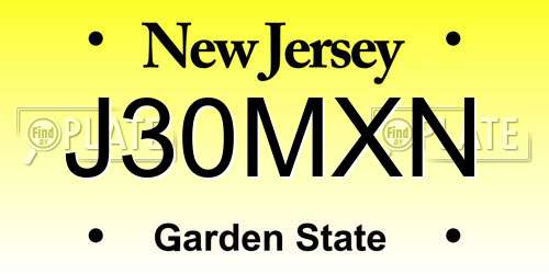 J30MXN New Jersey License Plate