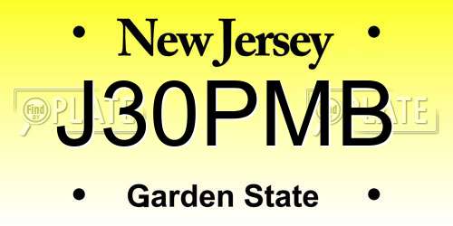 J30PMB New Jersey License Plate