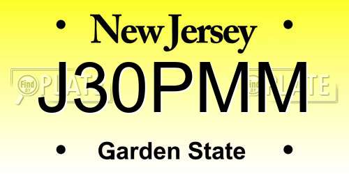 J30PMM New Jersey License Plate