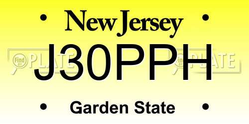 J30PPH New Jersey License Plate