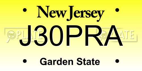 J30PRA New Jersey License Plate