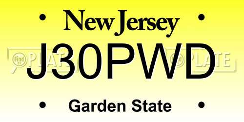 J30PWD New Jersey License Plate