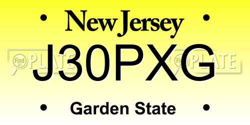 J30PXG New Jersey License Plate