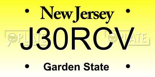 J30RCV New Jersey License Plate