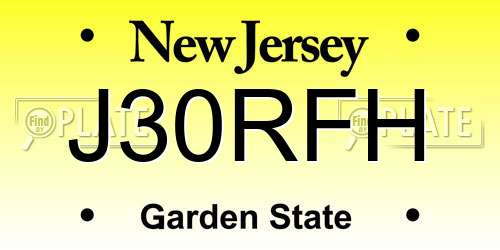 J30RFH New Jersey License Plate