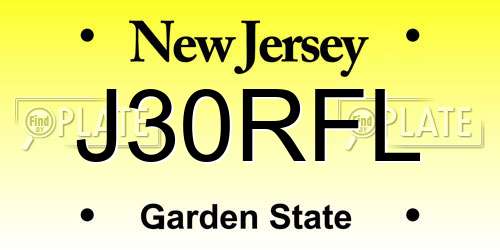 J30RFL New Jersey License Plate