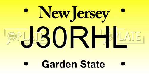 J30RHL New Jersey License Plate