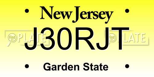 J30RJT New Jersey License Plate