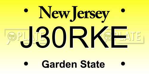 J30RKE New Jersey License Plate