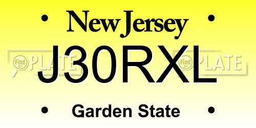 J30RXL New Jersey License Plate