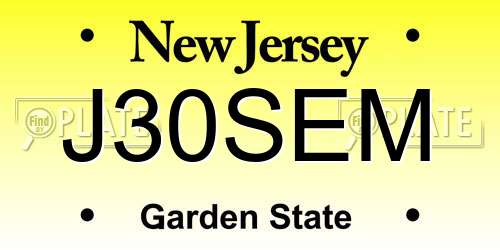 J30SEM New Jersey License Plate