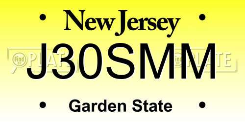 J30SMM New Jersey License Plate
