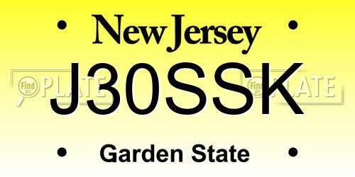 J30SSK New Jersey License Plate