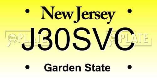 J30SVC New Jersey License Plate